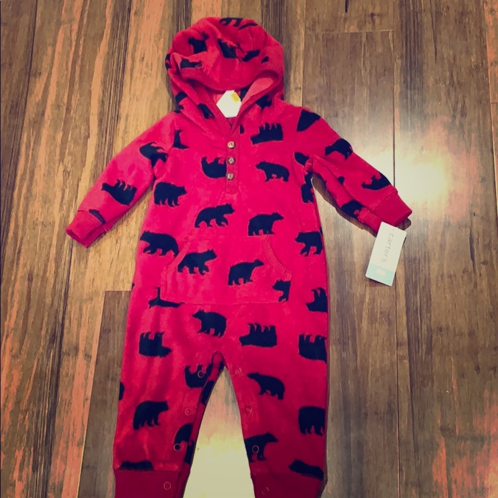 Fleece hoodie bodysuit-Newborn